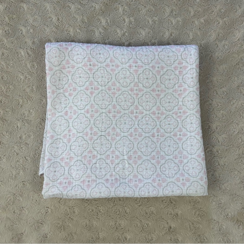 Lollypop Pink White Gray Floral Medallion Print Baby Swaddle Blanket Muslin